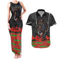 Personalized Penrith Panthers ANZAC Tribute Couples Matching Tank Maxi Dress and Hawaiian Shirt Poppy Field Soldier Silhouette Aboriginal Rugby Mascot