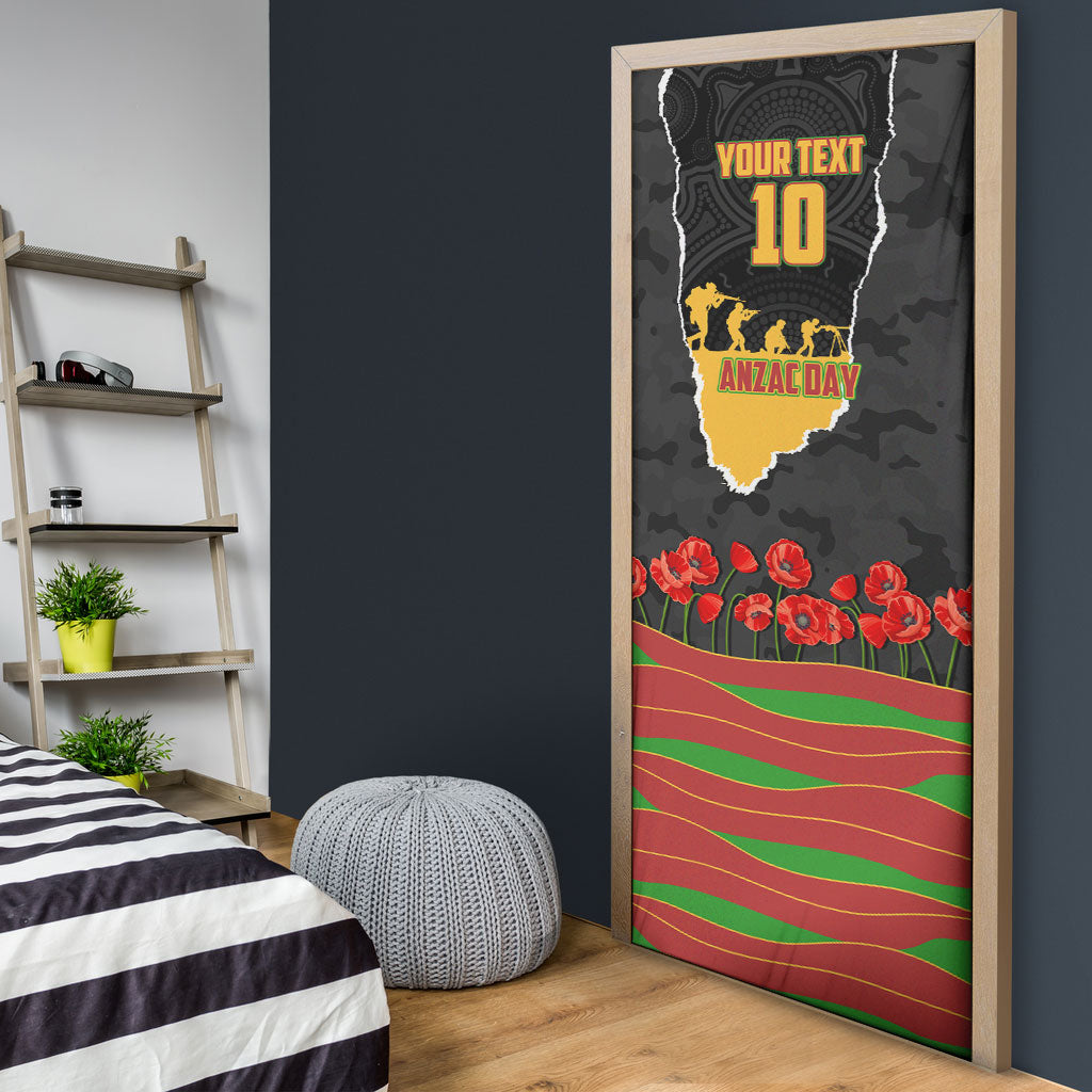 Personalized Penrith Panthers ANZAC Tribute Door Cover Poppy Field Soldier Silhouette Aboriginal Rugby Mascot