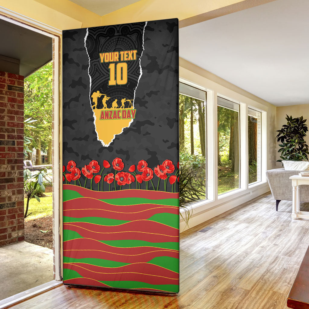 Personalized Penrith Panthers ANZAC Tribute Door Cover Poppy Field Soldier Silhouette Aboriginal Rugby Mascot