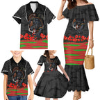 Personalized Penrith Panthers ANZAC Tribute Family Matching Mermaid Dress and Hawaiian Shirt Poppy Field Soldier Silhouette Aboriginal Rugby Mascot