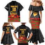 Personalized Penrith Panthers ANZAC Tribute Family Matching Mermaid Dress and Hawaiian Shirt Poppy Field Soldier Silhouette Aboriginal Rugby Mascot