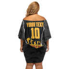 Personalized Penrith Panthers ANZAC Tribute Family Matching Off Shoulder Short Dress and Hawaiian Shirt Poppy Field Soldier Silhouette Aboriginal Rugby Mascot