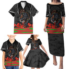 Personalized Penrith Panthers ANZAC Tribute Family Matching Puletasi and Hawaiian Shirt Poppy Field Soldier Silhouette Aboriginal Rugby Mascot