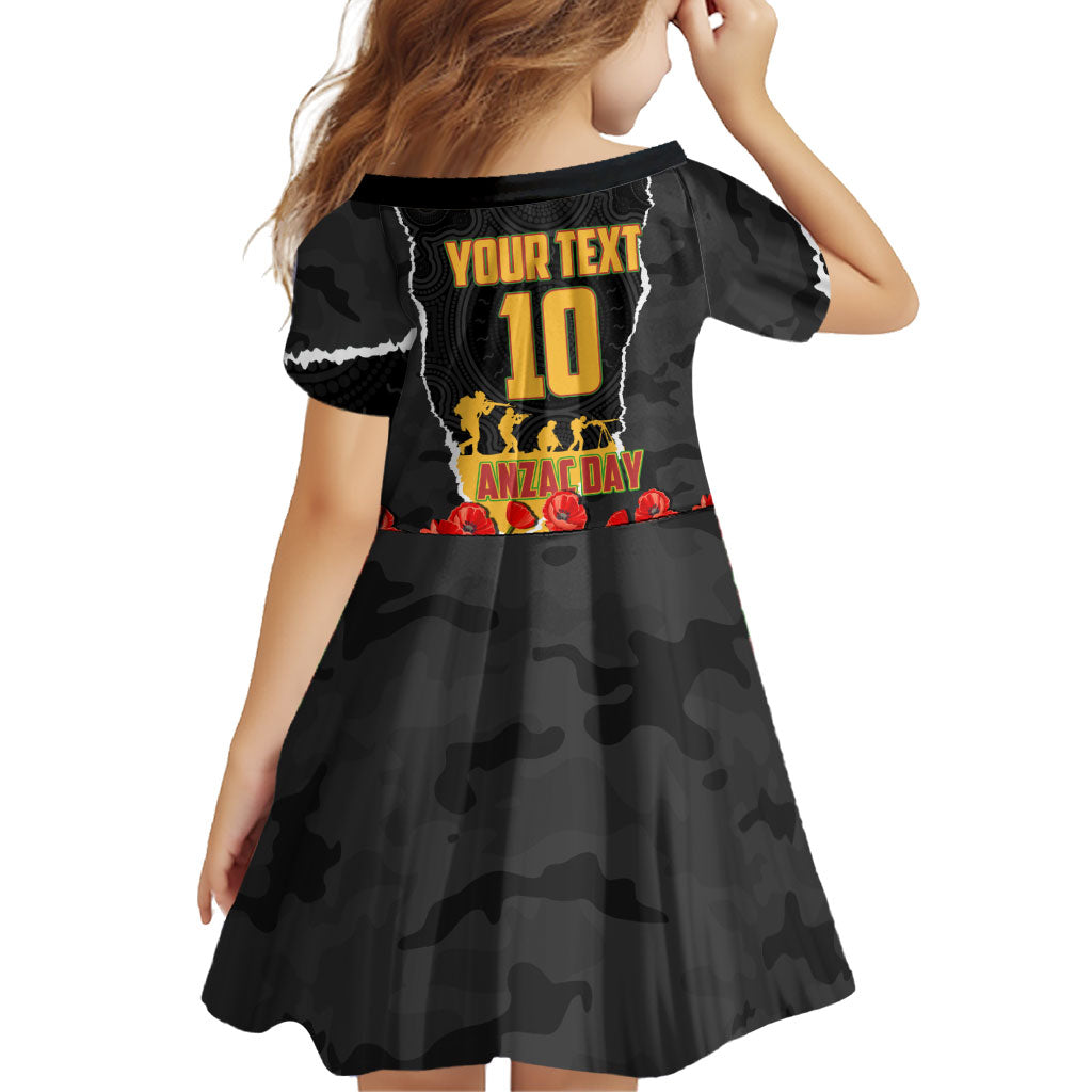 Personalized Penrith Panthers ANZAC Tribute Family Matching Puletasi and Hawaiian Shirt Poppy Field Soldier Silhouette Aboriginal Rugby Mascot