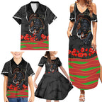 Personalized Penrith Panthers ANZAC Tribute Family Matching Summer Maxi Dress and Hawaiian Shirt Poppy Field Soldier Silhouette Aboriginal Rugby Mascot
