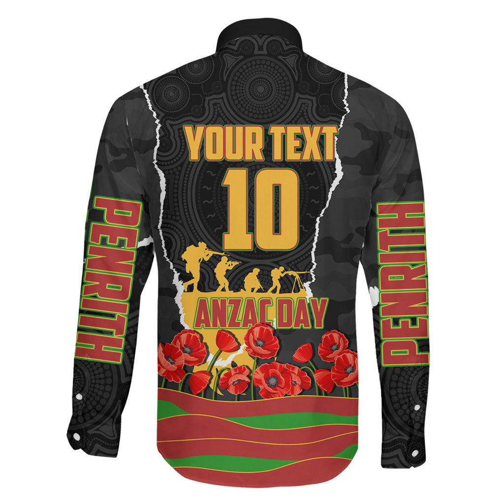 Personalized Penrith Panthers ANZAC Tribute Family Matching Summer Maxi Dress and Hawaiian Shirt Poppy Field Soldier Silhouette Aboriginal Rugby Mascot