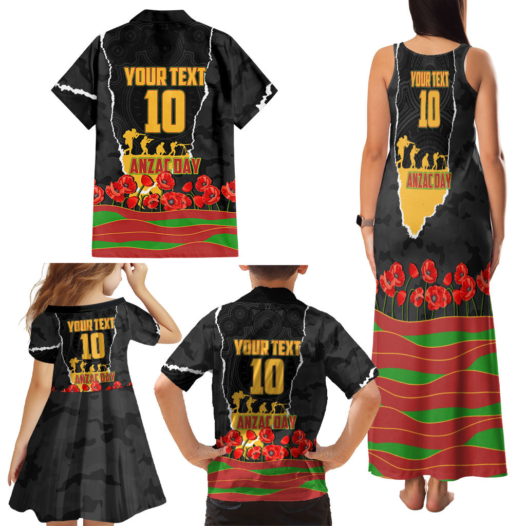 Personalized Penrith Panthers ANZAC Tribute Family Matching Tank Maxi Dress and Hawaiian Shirt Poppy Field Soldier Silhouette Aboriginal Rugby Mascot