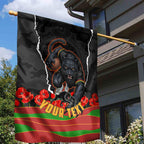Personalized Penrith Panthers ANZAC Tribute Garden Flag Poppy Field Soldier Silhouette Aboriginal Rugby Mascot