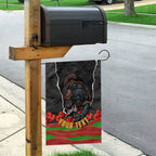 Personalized Penrith Panthers ANZAC Tribute Garden Flag Poppy Field Soldier Silhouette Aboriginal Rugby Mascot
