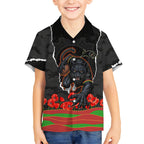 Personalized Penrith Panthers ANZAC Tribute Hawaiian Shirt Poppy Field Soldier Silhouette Aboriginal Rugby Mascot
