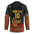 Personalized Penrith Panthers ANZAC Tribute Hockey Jersey Poppy Field Soldier Silhouette Aboriginal Rugby Mascot