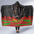 Personalized Penrith Panthers ANZAC Tribute Hooded Blanket Poppy Field Soldier Silhouette Aboriginal Rugby Mascot