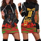 Personalized Penrith Panthers ANZAC Tribute Hoodie Dress Poppy Field Soldier Silhouette Aboriginal Rugby Mascot