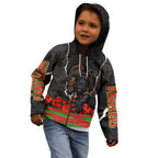 Personalized Penrith Panthers ANZAC Tribute Kid Hoodie Poppy Field Soldier Silhouette Aboriginal Rugby Mascot