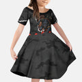 Personalized Penrith Panthers ANZAC Tribute Kid Short Sleeve Dress Poppy Field Soldier Silhouette Aboriginal Rugby Mascot