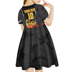 Personalized Penrith Panthers ANZAC Tribute Kid Short Sleeve Dress Poppy Field Soldier Silhouette Aboriginal Rugby Mascot