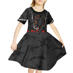 Personalized Penrith Panthers ANZAC Tribute Kid Short Sleeve Dress Poppy Field Soldier Silhouette Aboriginal Rugby Mascot