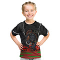 Personalized Penrith Panthers ANZAC Tribute Kid T Shirt Poppy Field Soldier Silhouette Aboriginal Rugby Mascot