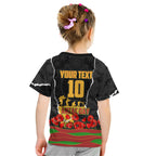 Personalized Penrith Panthers ANZAC Tribute Kid T Shirt Poppy Field Soldier Silhouette Aboriginal Rugby Mascot