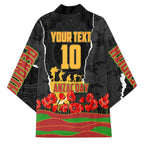 Personalized Penrith Panthers ANZAC Tribute Kimono Poppy Field Soldier Silhouette Aboriginal Rugby Mascot