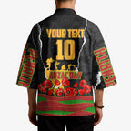 Personalized Penrith Panthers ANZAC Tribute Kimono Poppy Field Soldier Silhouette Aboriginal Rugby Mascot
