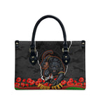 Personalized Penrith Panthers ANZAC Tribute Leather Bag Poppy Field Soldier Silhouette Aboriginal Rugby Mascot