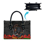 Personalized Penrith Panthers ANZAC Tribute Leather Bag Poppy Field Soldier Silhouette Aboriginal Rugby Mascot