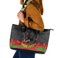 Personalized Penrith Panthers ANZAC Tribute Leather Tote Bag Poppy Field Soldier Silhouette Aboriginal Rugby Mascot