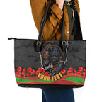 Personalized Penrith Panthers ANZAC Tribute Leather Tote Bag Poppy Field Soldier Silhouette Aboriginal Rugby Mascot