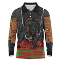 Personalized Penrith Panthers ANZAC Tribute Long Sleeve Polo Shirt Poppy Field Soldier Silhouette Aboriginal Rugby Mascot