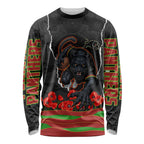 Personalized Penrith Panthers ANZAC Tribute Long Sleeve Shirt Poppy Field Soldier Silhouette Aboriginal Rugby Mascot