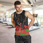Personalized Penrith Panthers ANZAC Tribute Men Tank Top Poppy Field Soldier Silhouette Aboriginal Rugby Mascot