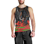 Personalized Penrith Panthers ANZAC Tribute Men Tank Top Poppy Field Soldier Silhouette Aboriginal Rugby Mascot