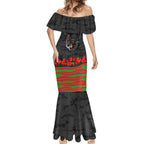 Personalized Penrith Panthers ANZAC Tribute Mermaid Dress Poppy Field Soldier Silhouette Aboriginal Rugby Mascot