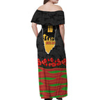 Personalized Penrith Panthers ANZAC Tribute Off Shoulder Maxi Dress Poppy Field Soldier Silhouette Aboriginal Rugby Mascot