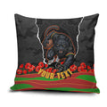 Personalized Penrith Panthers ANZAC Tribute Pillow Cover Poppy Field Soldier Silhouette Aboriginal Rugby Mascot