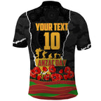 Personalized Penrith Panthers ANZAC Tribute Polo Shirt Poppy Field Soldier Silhouette Aboriginal Rugby Mascot