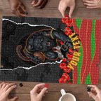 Personalized Penrith Panthers ANZAC Tribute Puzzle Poppy Field Soldier Silhouette Aboriginal Rugby Mascot