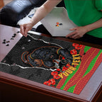 Personalized Penrith Panthers ANZAC Tribute Puzzle Poppy Field Soldier Silhouette Aboriginal Rugby Mascot