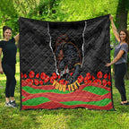 Personalized Penrith Panthers ANZAC Tribute Quilt Poppy Field Soldier Silhouette Aboriginal Rugby Mascot