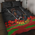 Personalized Penrith Panthers ANZAC Tribute Quilt Bed Set Poppy Field Soldier Silhouette Aboriginal Rugby Mascot