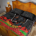Personalized Penrith Panthers ANZAC Tribute Quilt Bed Set Poppy Field Soldier Silhouette Aboriginal Rugby Mascot