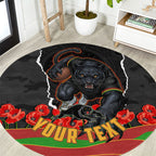 Personalized Penrith Panthers ANZAC Tribute Round Carpet Poppy Field Soldier Silhouette Aboriginal Rugby Mascot