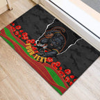Personalized Penrith Panthers ANZAC Tribute Rubber Doormat Poppy Field Soldier Silhouette Aboriginal Rugby Mascot