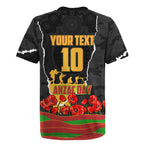 Personalized Penrith Panthers ANZAC Tribute Rugby Jersey Poppy Field Soldier Silhouette Aboriginal Rugby Mascot