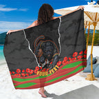 Personalized Penrith Panthers ANZAC Tribute Sarong Poppy Field Soldier Silhouette Aboriginal Rugby Mascot