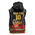 Personalized Penrith Panthers ANZAC Tribute Sleeveless Hoodie Poppy Field Soldier Silhouette Aboriginal Rugby Mascot