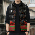 Personalized Penrith Panthers ANZAC Tribute Sleeveless Puffer Jacket Poppy Field Soldier Silhouette Aboriginal Rugby Mascot