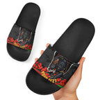 Personalized Penrith Panthers ANZAC Tribute Slide Sandals Poppy Field Soldier Silhouette Aboriginal Rugby Mascot