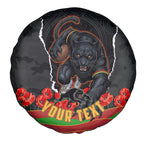 Personalized Penrith Panthers ANZAC Tribute Spare Tire Cover Poppy Field Soldier Silhouette Aboriginal Rugby Mascot